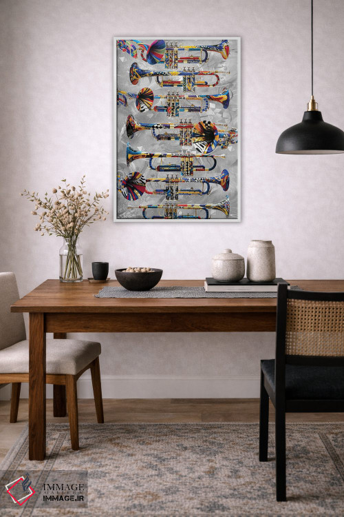 تابلو دکوراتیو ترومپت رنگارنگ اثر جولیز - D3W