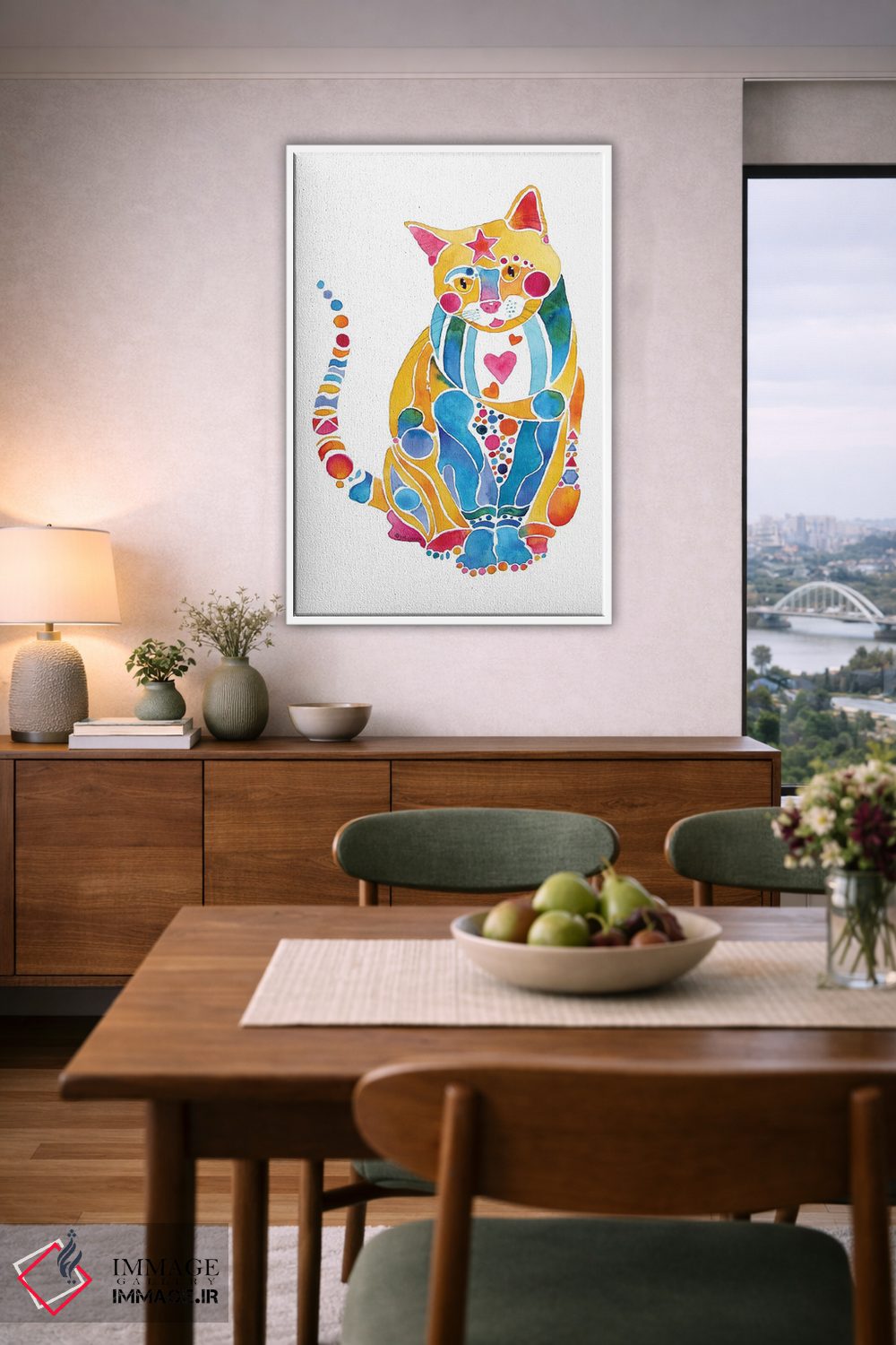تابلو دکوراتیو گربه جواهرین فانتزی اثر جو لینچ - D6W
