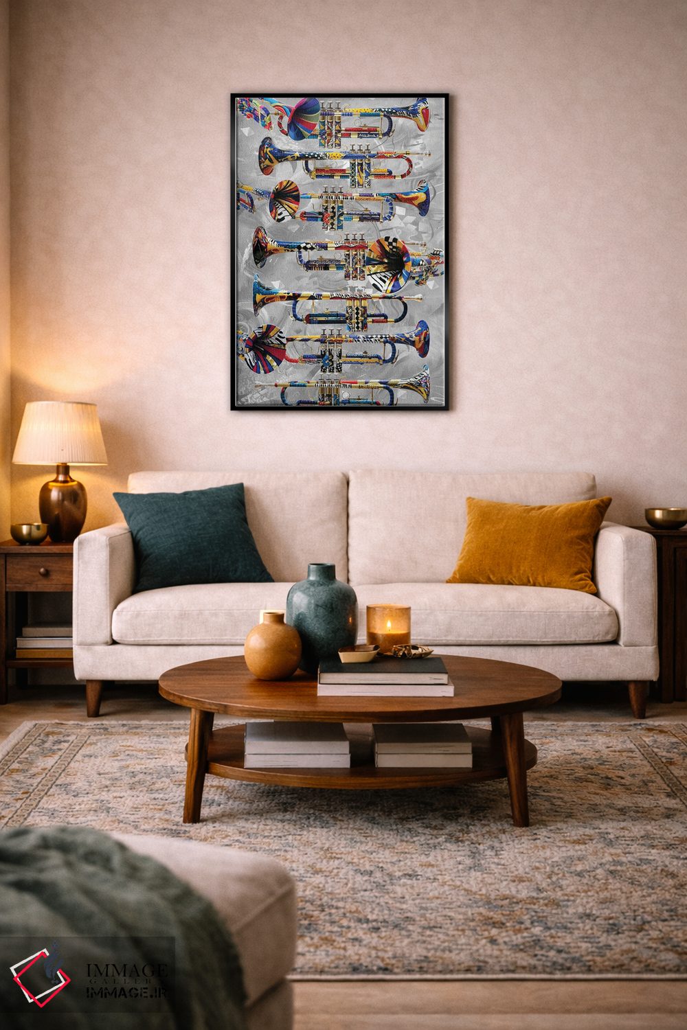 تابلو دکوراتیو ترومپت رنگارنگ اثر جولیز - D5B