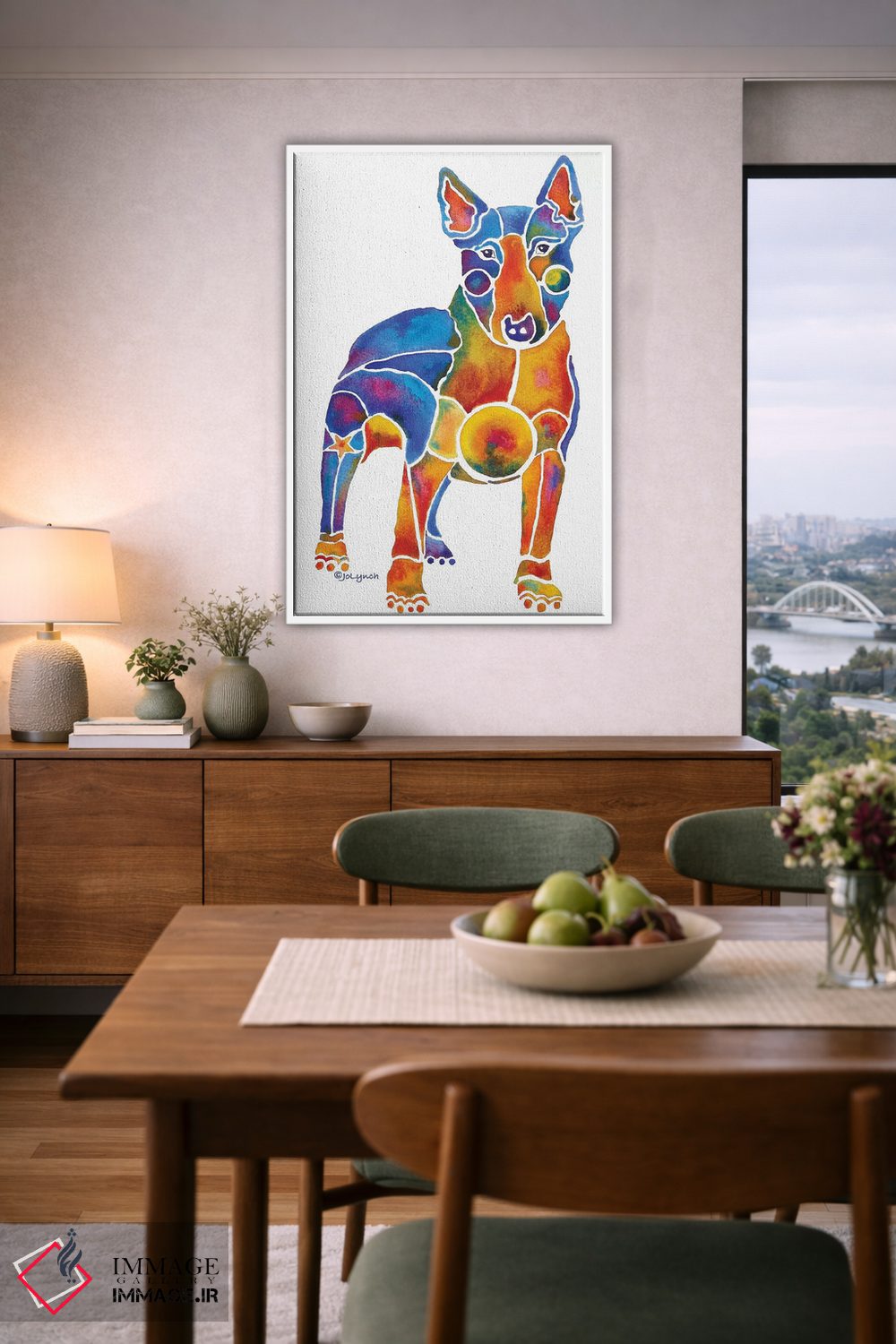 تابلو دکوراتیو سگ بول تریر روی زمینه سفید اثر جو لینچ - D6W