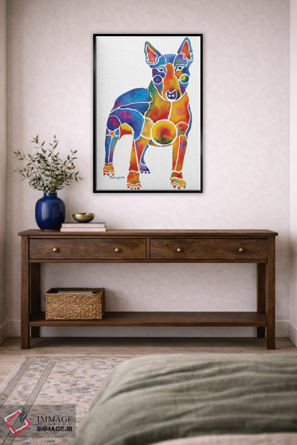 تابلو دکوراتیو سگ بول تریر روی زمینه سفید اثر جو لینچ - D5B