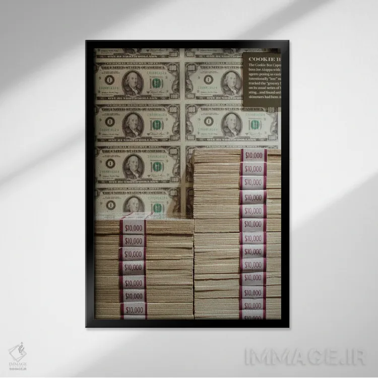 تابلو دکوراتیو Las Vegas, Nevada. USA,چاپ پول در موزه مافیا، لاس وگاس… اثر ژولین مک رابرتس - نمای قابدار مشکی