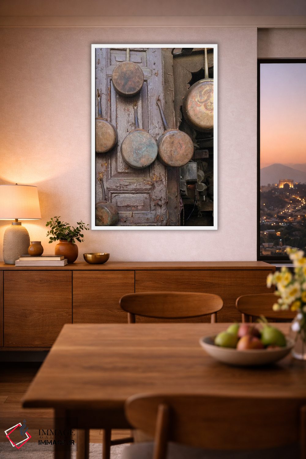 تابلو دکوراتیو Morocco. Antique Copper Pans For Sale In The Medina,فاس… اثر ژولین مک رابرتس - D1W