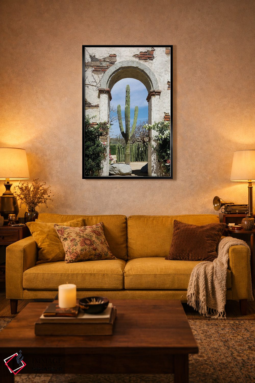 تابلو دکوراتیو Mexico.,کاکتوس در طاق ساختمان قدیمی، کابو سن لوکاس، مکز… اثر ژولین مک رابرتس - D4B