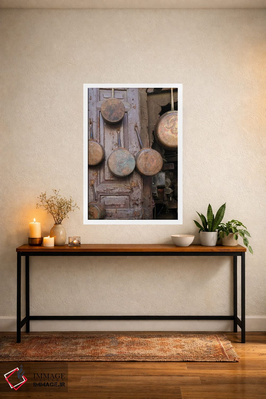 تابلو دکوراتیو Morocco. Antique Copper Pans For Sale In The Medina,فاس… اثر ژولین مک رابرتس - D2W