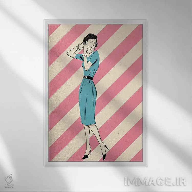 تابلو دکوراتیو زن مدرن میانه قرن دوم اثر جوزف مک درموت - نمای قابدار سفید