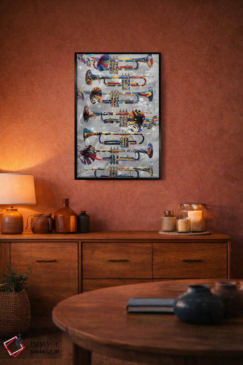 تابلو دکوراتیو ترومپت رنگارنگ اثر جولیز - D6B