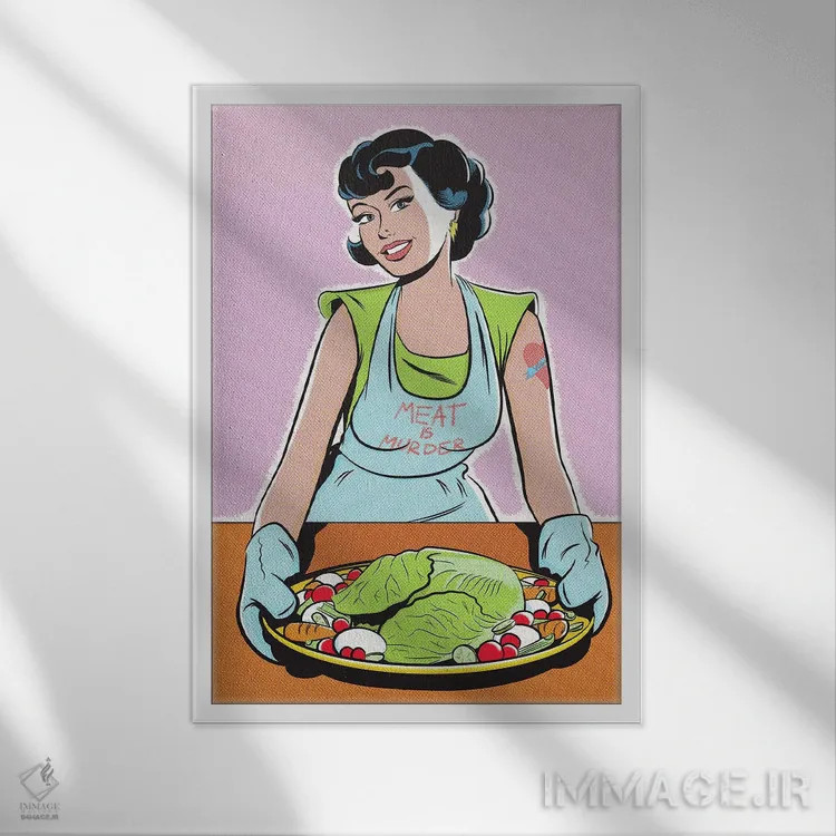 تابلو دکوراتیو گوشت یعنی قتل اثر جوزف مک درموت - نمای قابدار سفید