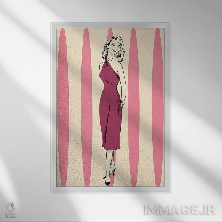 تابلو دکوراتیو زن مدرن میانه قرن اول اثر جوزف مک درموت - نمای قابدار سفید