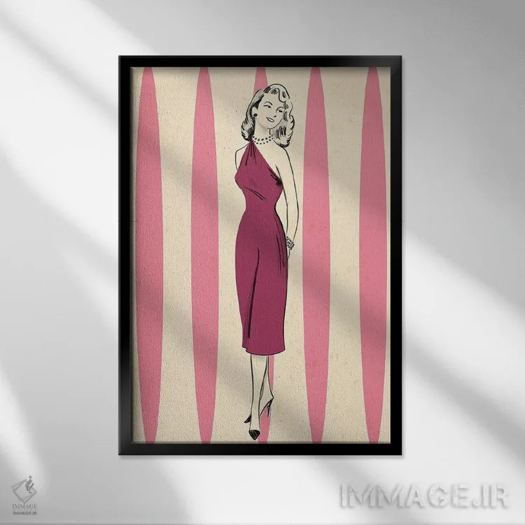 تابلو دکوراتیو زن مدرن میانه قرن اول اثر جوزف مک درموت - نمای قابدار مشکی