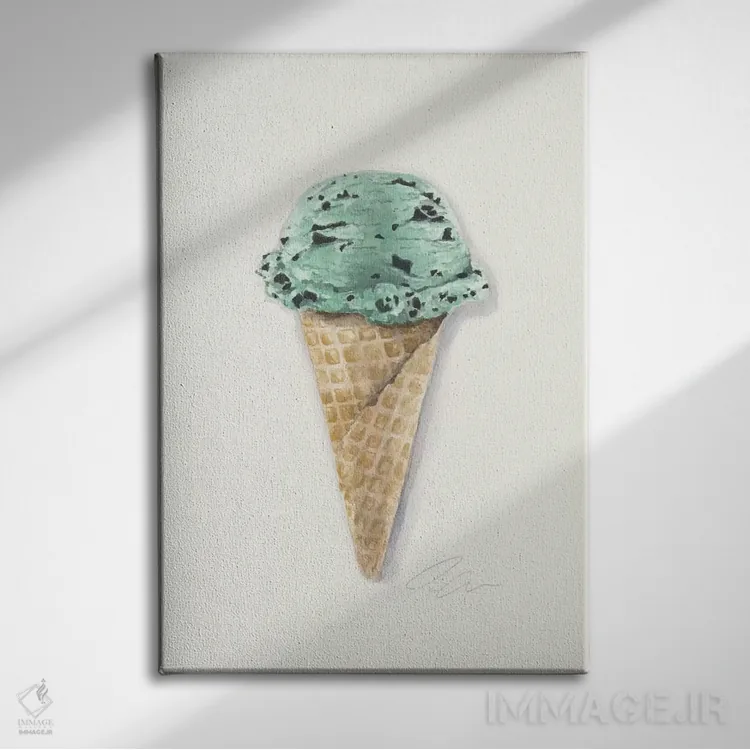 تابلو مینیمال تکه نعناعی اثر جکی گراهام - نمای روبهرو روی دیوار