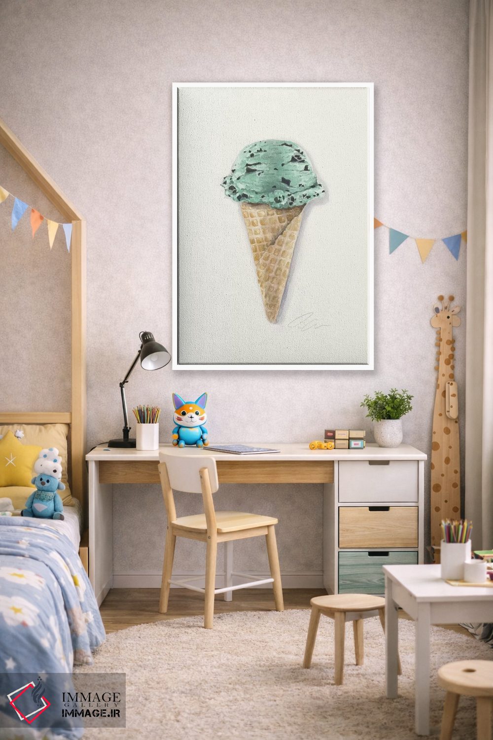 تابلو مینیمال تکه نعناعی اثر جکی گراهام - D1W