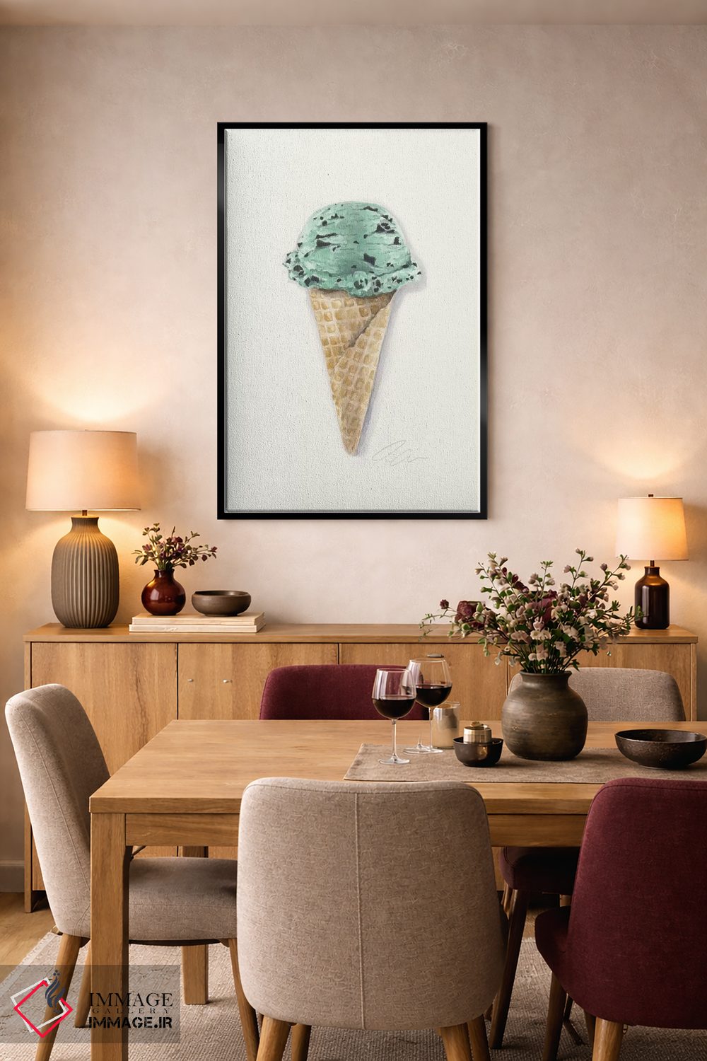 تابلو مینیمال تکه نعناعی اثر جکی گراهام - D5B