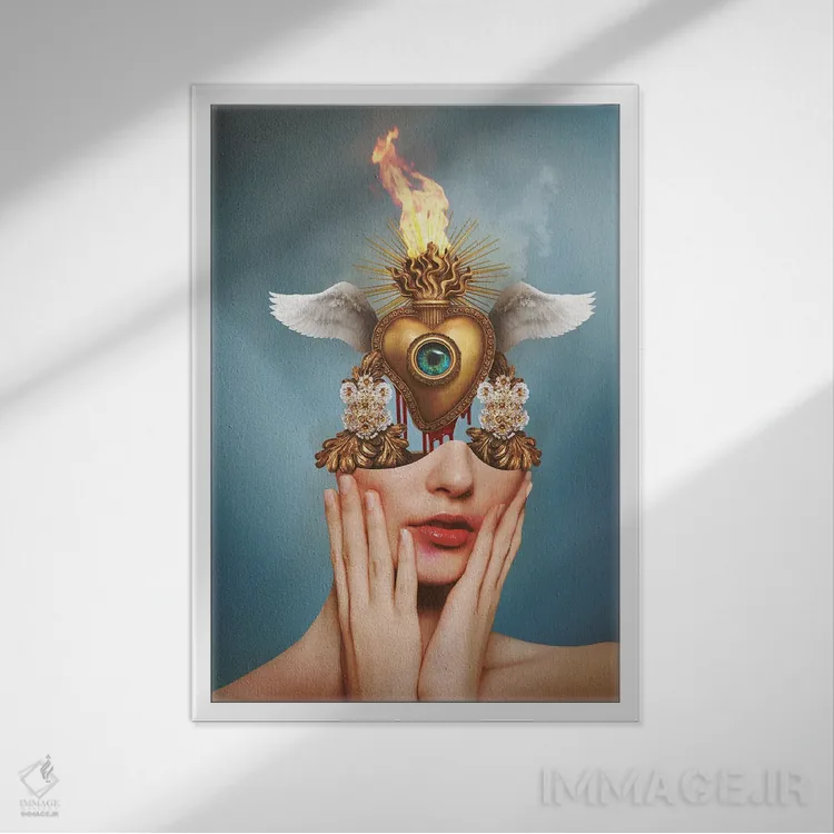 تابلو دکوراتیو شور قلب های شما اثر جردن مارشاند - نمای قابدار سفید