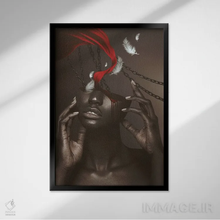 تابلو دکوراتیو زنجیرها اثر جردن مارشاند - نمای قابدار مشکی