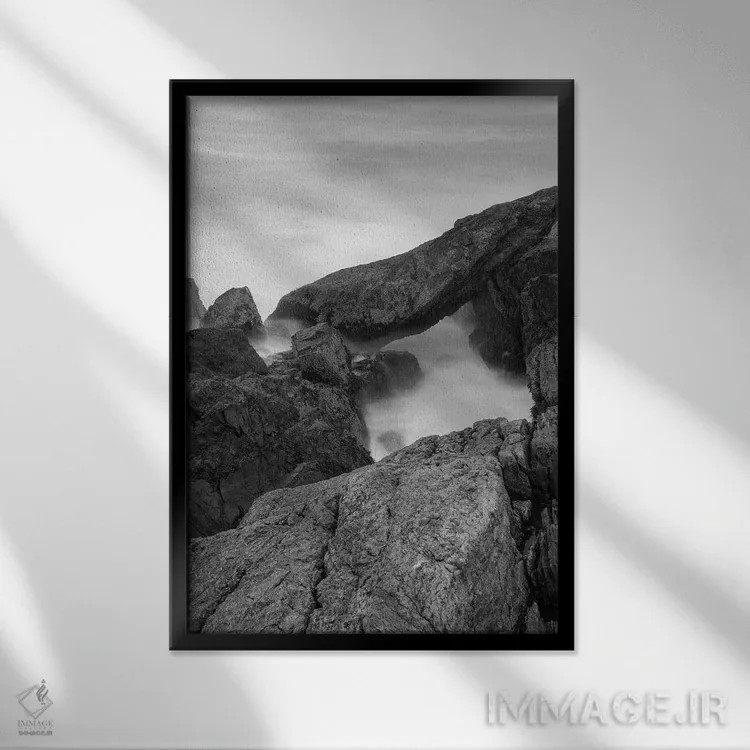 تابلو دکوراتیو Rye, New Hampshire I,صخره ها و موج ها، پارک ایالتی و… اثر جری و مارسی مانکمن - نمای قابدار مشکی
