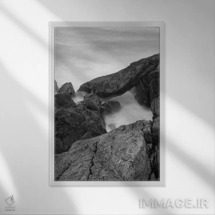 تابلو دکوراتیو Rye, New Hampshire I,صخره ها و موج ها، پارک ایالتی و… اثر جری و مارسی مانکمن - نمای قابدار سفید