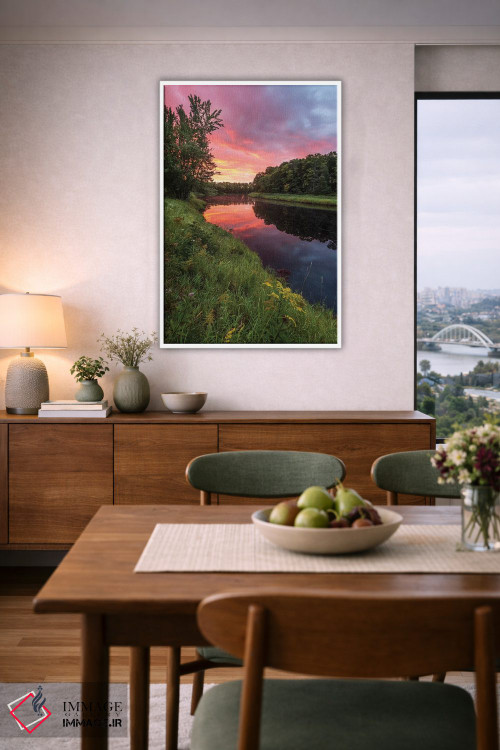 تابلو دکوراتیو Maine,طلوع خورشید بر رود ماتاوام کیگ جاری در وایت پی… اثر جری و مارسی مانکمن - D6W
