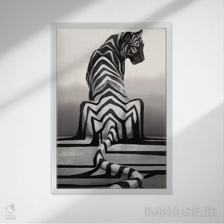 تابلو دکوراتیو سقوط سایه اثر جید مری ین - نمای قابدار سفید
