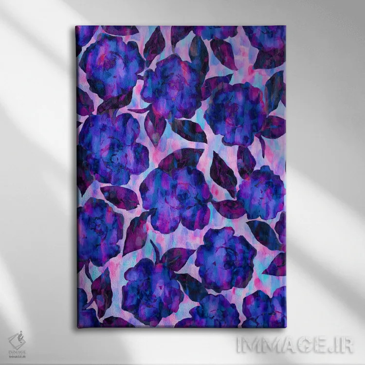 تابلو انتزاعی دسته گل گلبرگ عاشقانه اثر ژاکلین مالدونادو - نمای روبهرو روی دیوار