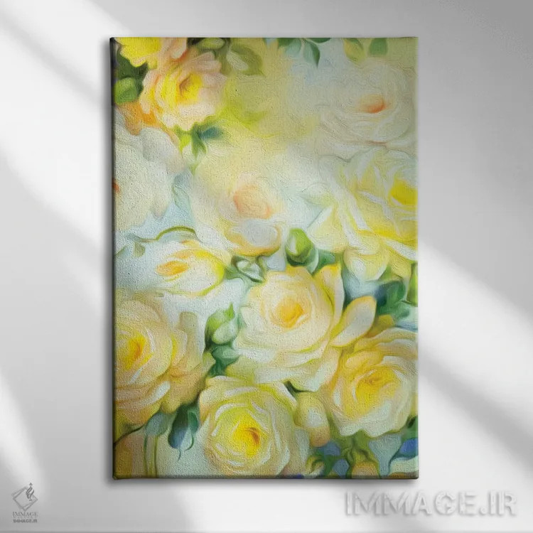 تابلو دکوراتیو زرد شبی شیک اثر ژاکلین مالدونادو - نمای روبهرو روی دیوار