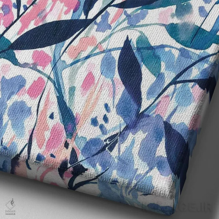 تابلو مدرن گل های وحشی آبی سرگردان اثر ژاکلین مالدونادو - نمای نزدیک بافت بوم