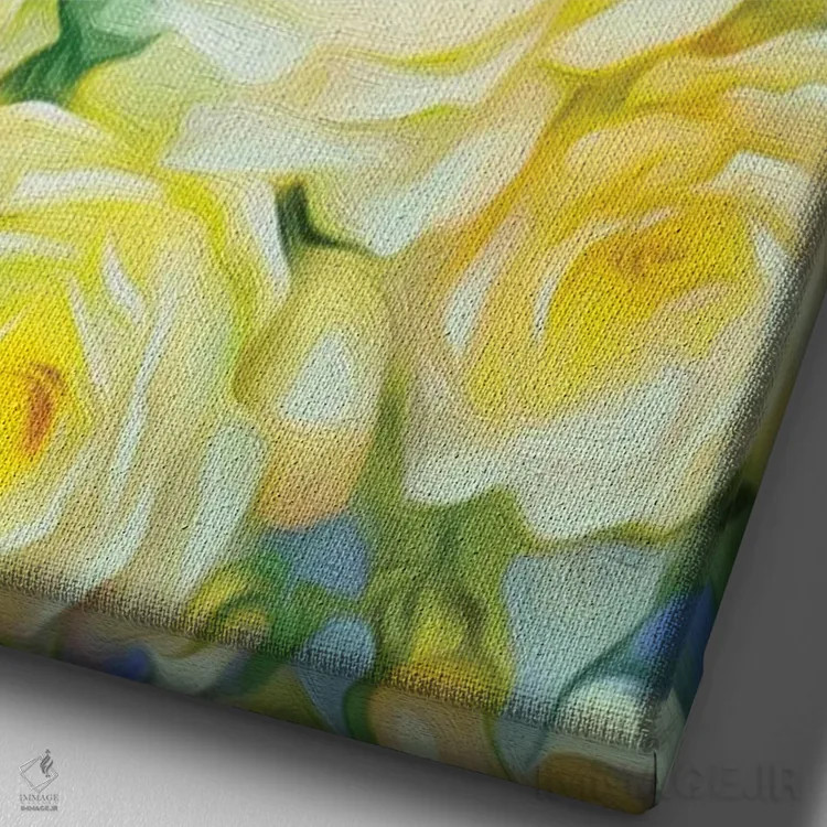 تابلو دکوراتیو زرد شبی شیک اثر ژاکلین مالدونادو - نمای نزدیک بافت بوم