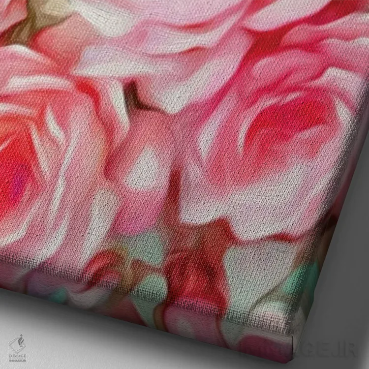 تابلو دکوراتیو صورتی شبی شیک اثر ژاکلین مالدونادو - نمای نزدیک بافت بوم