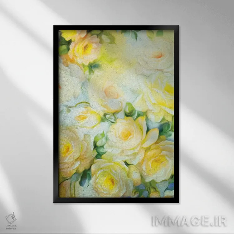 تابلو دکوراتیو زرد شبی شیک اثر ژاکلین مالدونادو - نمای قابدار مشکی