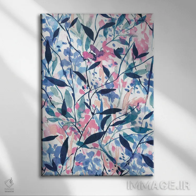 تابلو مدرن گل های وحشی آبی سرگردان اثر ژاکلین مالدونادو - نمای روبهرو روی دیوار