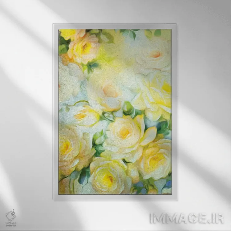 تابلو دکوراتیو زرد شبی شیک اثر ژاکلین مالدونادو - نمای قابدار سفید