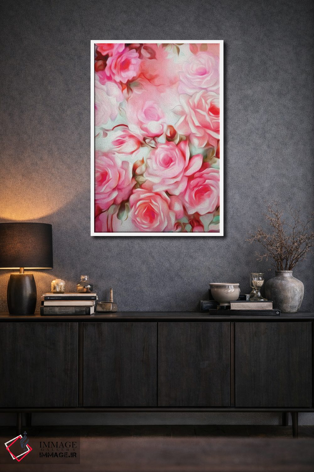 تابلو دکوراتیو صورتی شبی شیک اثر ژاکلین مالدونادو - D1W