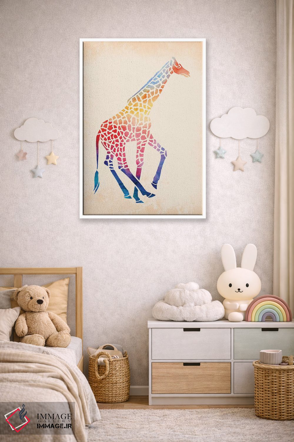 تابلو دکوراتیو زرافه آبرنگی اثر ژاکلین مالدونادو - D4W
