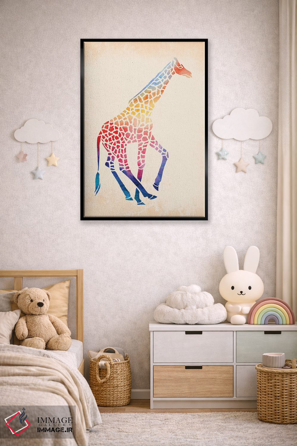 تابلو دکوراتیو زرافه آبرنگی اثر ژاکلین مالدونادو - D6B