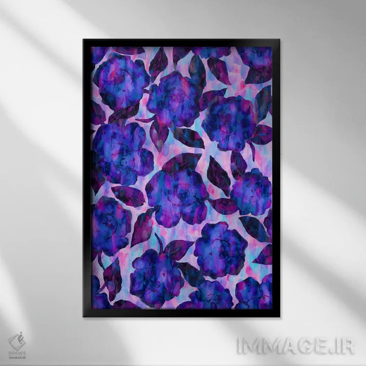 تابلو انتزاعی دسته گل گلبرگ عاشقانه اثر ژاکلین مالدونادو - نمای قابدار مشکی