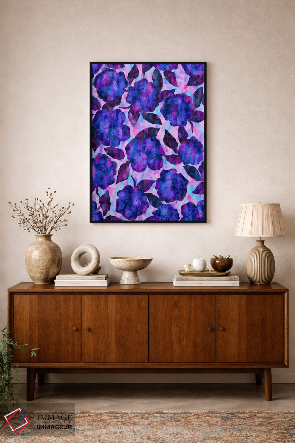 تابلو انتزاعی دسته گل گلبرگ عاشقانه اثر ژاکلین مالدونادو - D1B