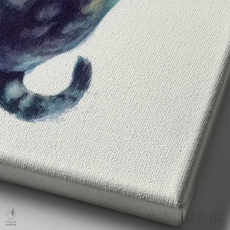 تابلو دکوراتیو بچه گربه و نعلبکی اثر ژاکلین مالدونادو - نمای نزدیک بافت بوم