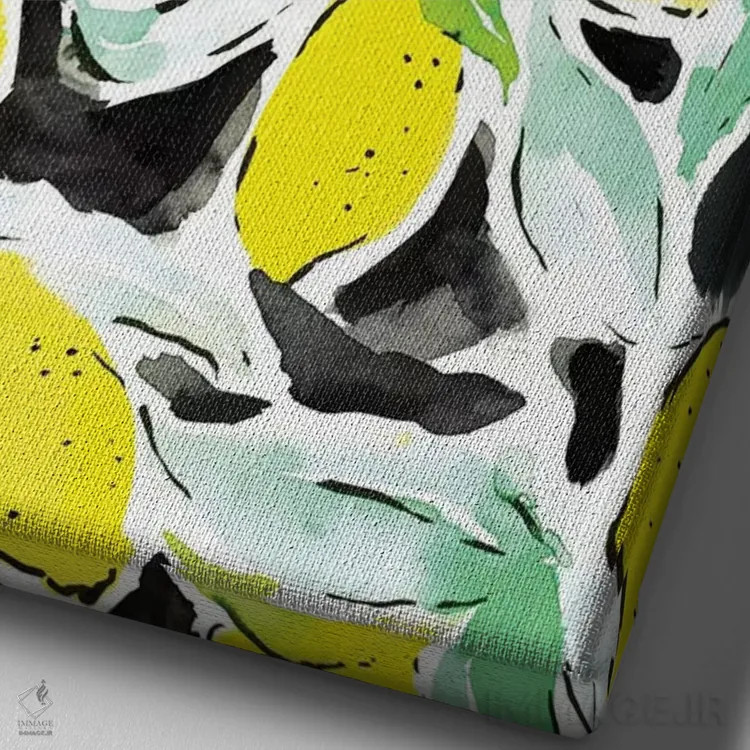 تابلو دکوراتیو لیموها با زرد و مشکی جسورانه اثر ژاکلین مالدونادو - نمای نزدیک بافت بوم