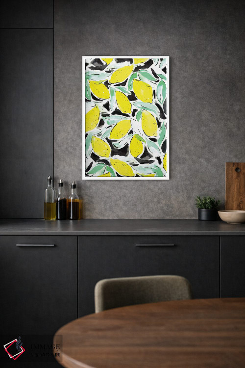 تابلو دکوراتیو لیموها با زرد و مشکی جسورانه اثر ژاکلین مالدونادو - D1W
