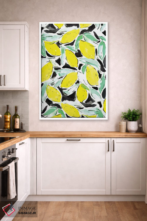 تابلو دکوراتیو لیموها با زرد و مشکی جسورانه اثر ژاکلین مالدونادو - D2W