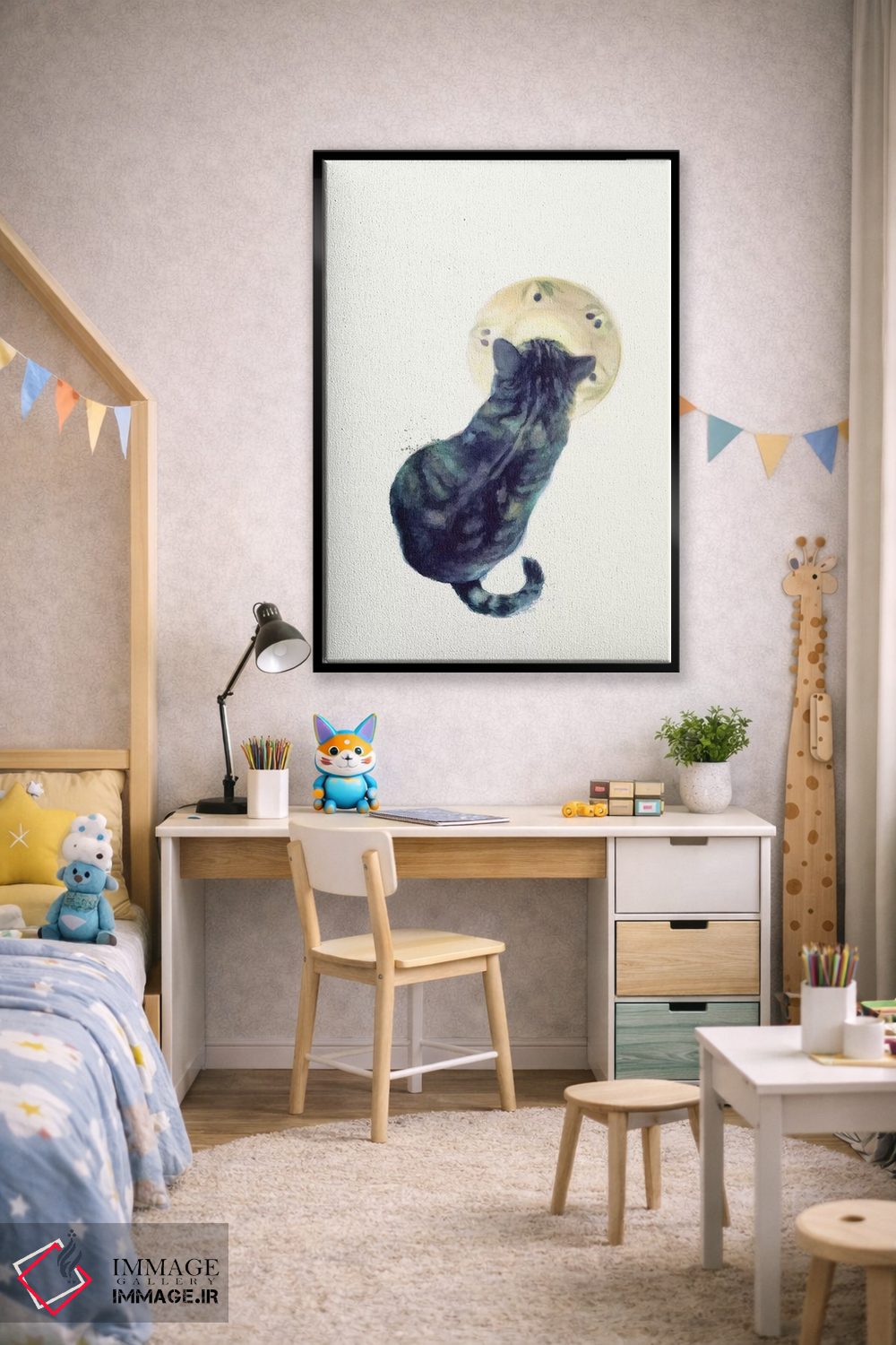 تابلو دکوراتیو بچه گربه و نعلبکی اثر ژاکلین مالدونادو - D2B