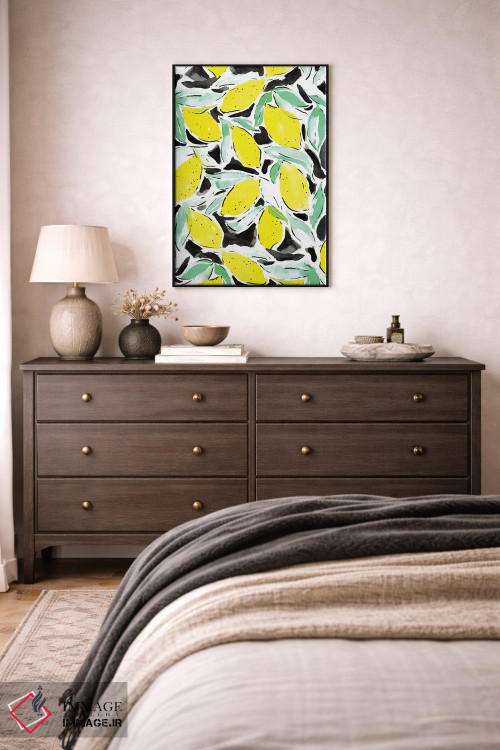 تابلو دکوراتیو لیموها با زرد و مشکی جسورانه اثر ژاکلین مالدونادو - D3B