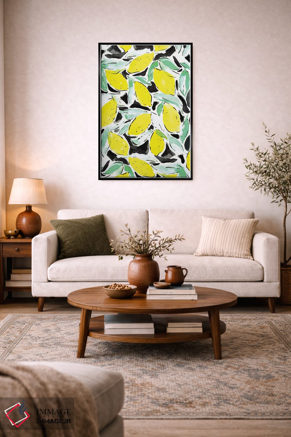 تابلو دکوراتیو لیموها با زرد و مشکی جسورانه اثر ژاکلین مالدونادو - D4B