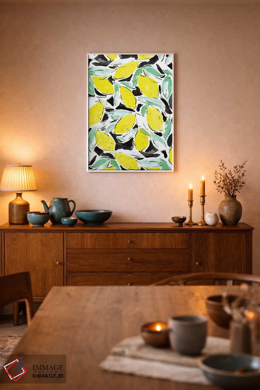 تابلو دکوراتیو لیموها با زرد و مشکی جسورانه اثر ژاکلین مالدونادو - D5W