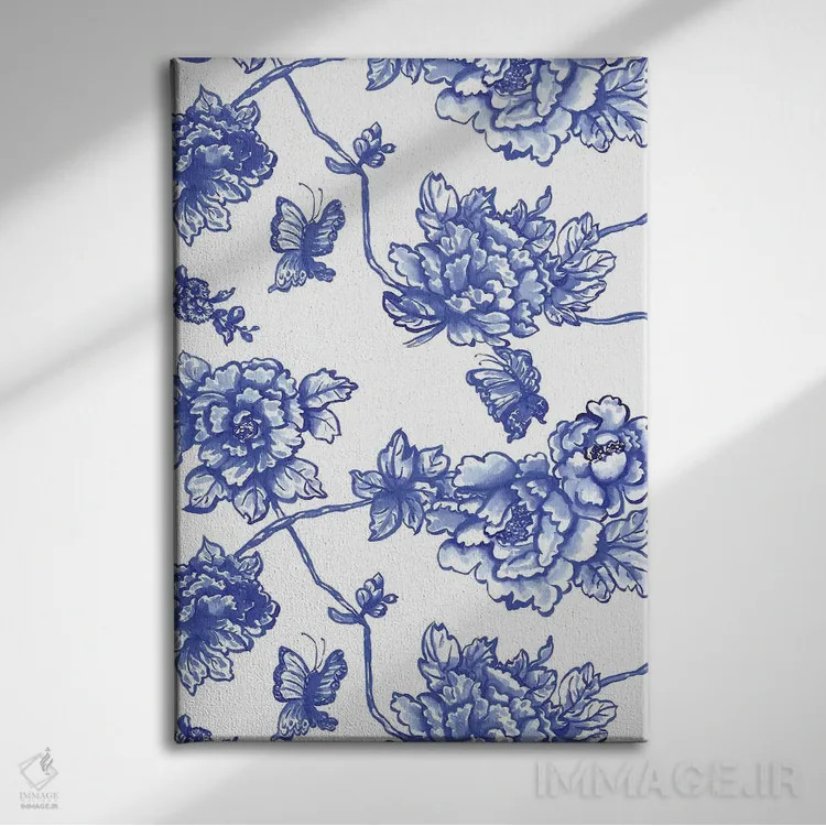 تابلو مدرن گل های سبک چینی اثر ژاکلین مالدونادو - نمای روبهرو روی دیوار