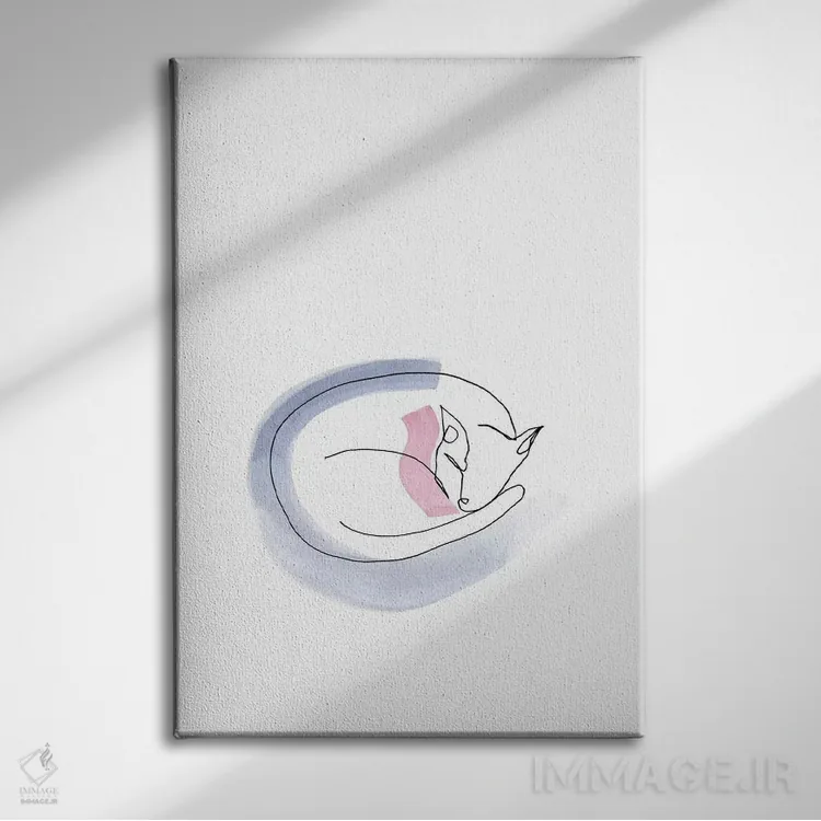 تابلو دکوراتیو گربه خطی اثر ژاکلین مالدونادو - نمای روبهرو روی دیوار