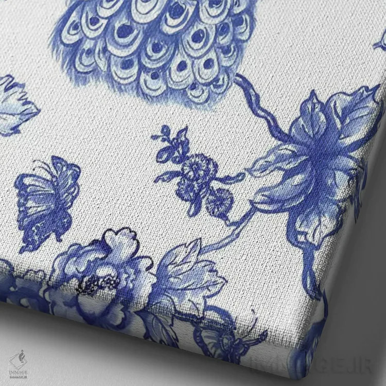 تابلو مدرن طاووس سبک چینی اثر ژاکلین مالدونادو - نمای نزدیک بافت بوم