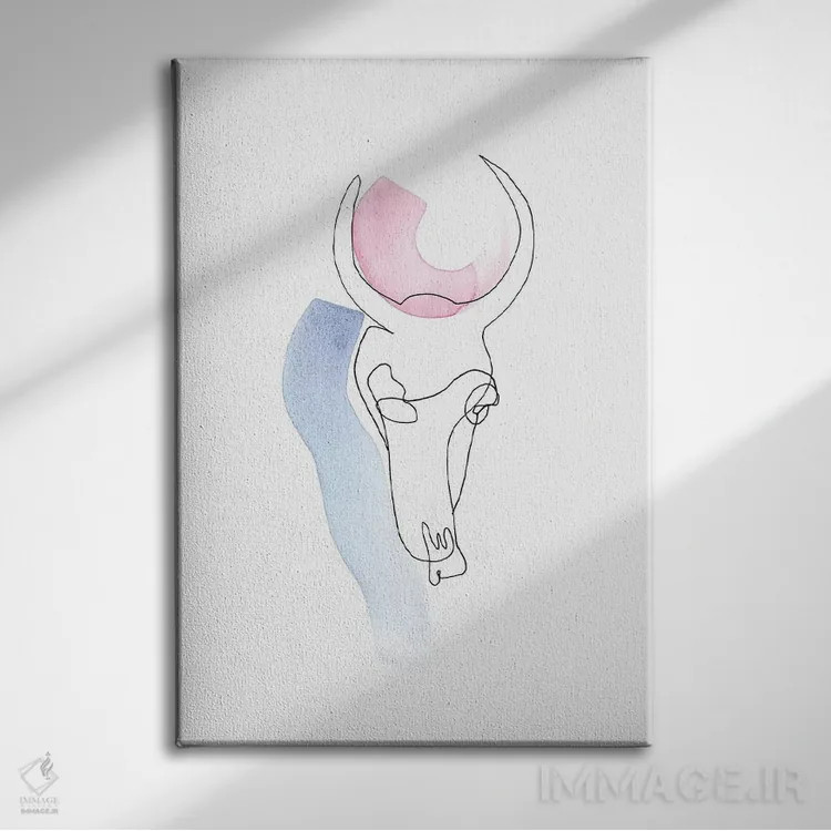 تابلو دکوراتیو جمجمه خطی اثر ژاکلین مالدونادو - نمای روبهرو روی دیوار