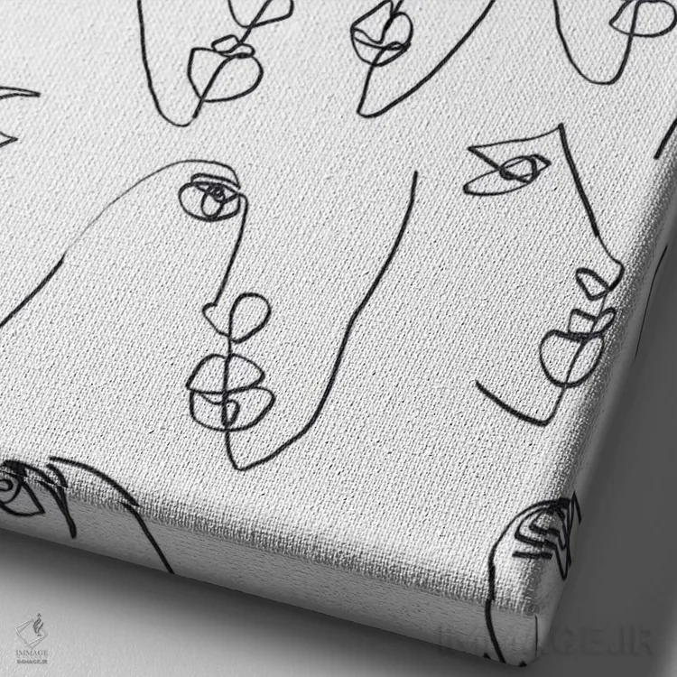 تابلو دکوراتیو شعله های دوقلو در سیاه و سفید اثر ژاکلین مالدونادو - نمای نزدیک بافت بوم