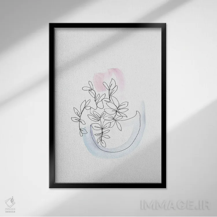 تابلو دکوراتیو گیاه شناسی خطی اثر ژاکلین مالدونادو - نمای قابدار مشکی